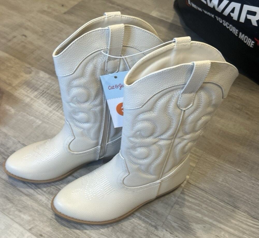 Cat & Jack Kids Montana Western Boots Ivory Size 3
